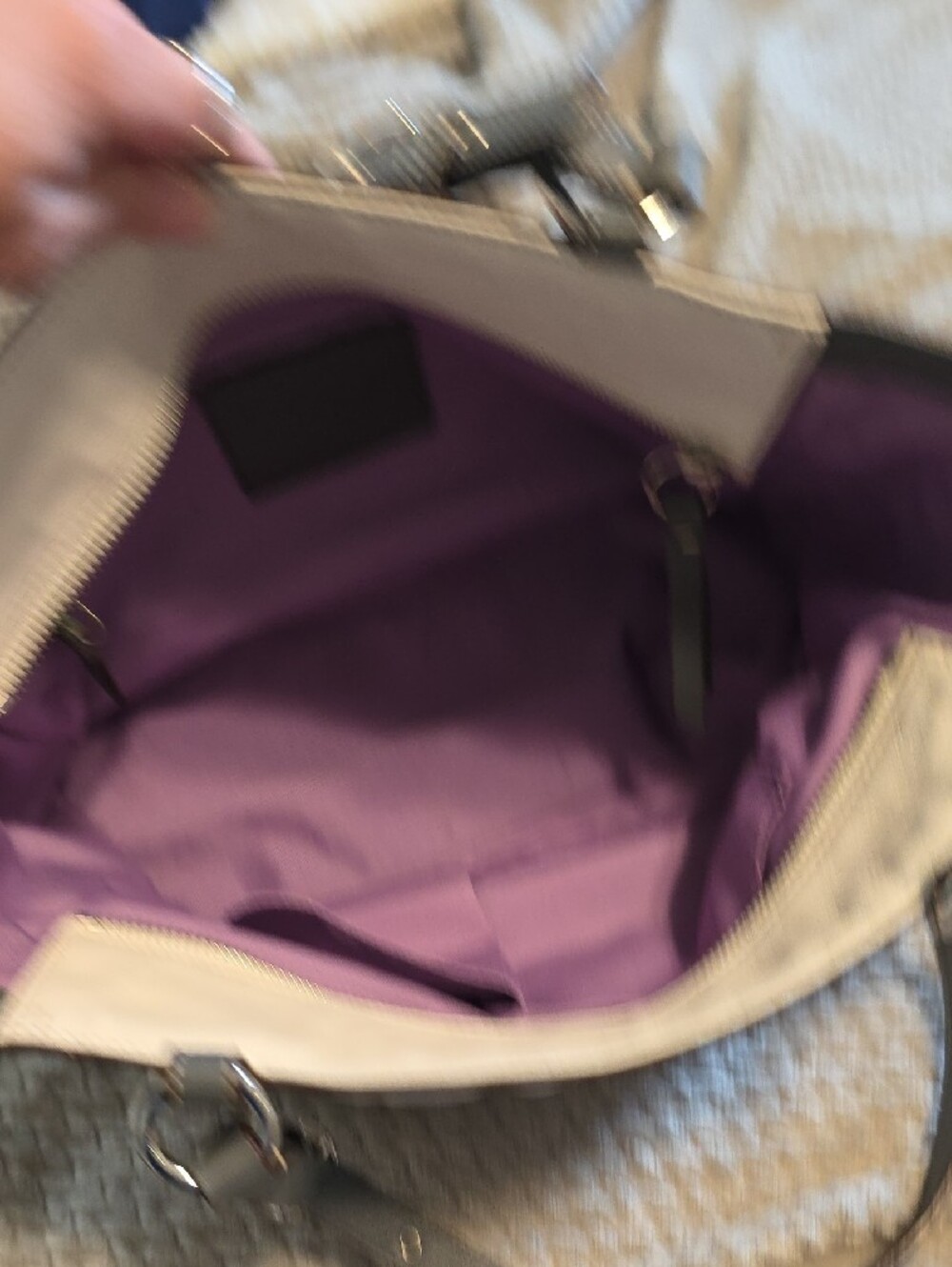 Coach Two-Tone Cream and Dark Gray Shoulder Tote - Picture 8 of 13